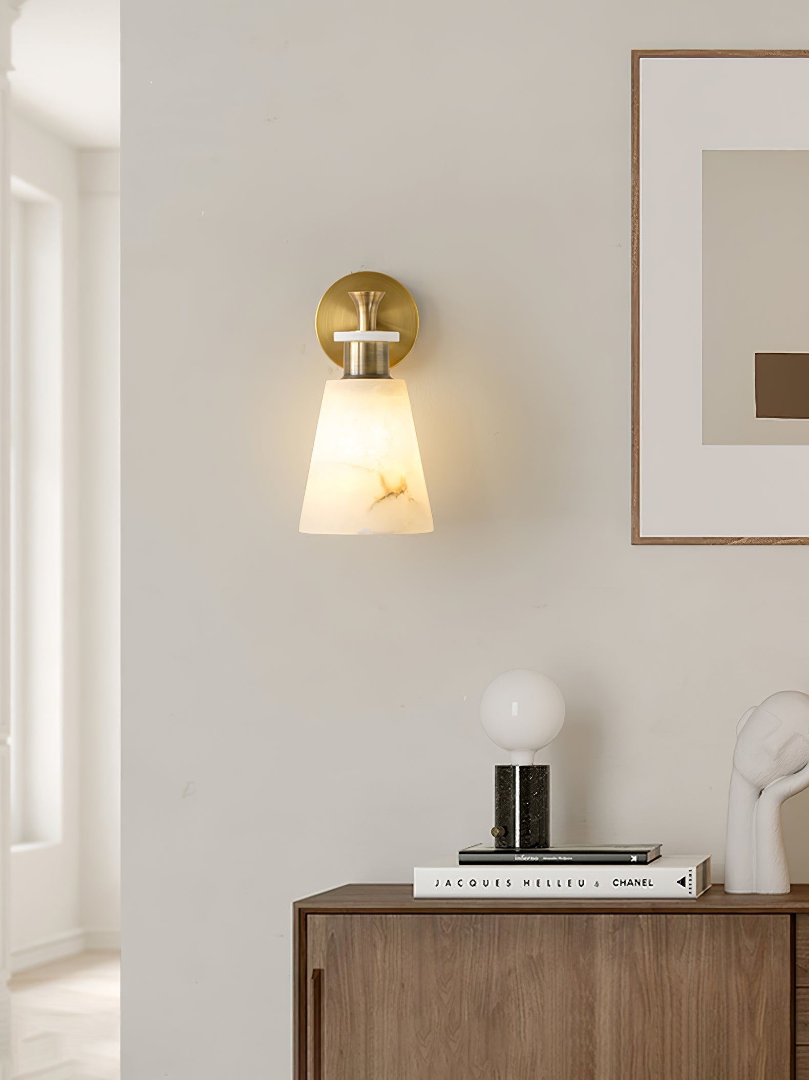 Tapered Alabaster Wall Sconce-Neutral Decor