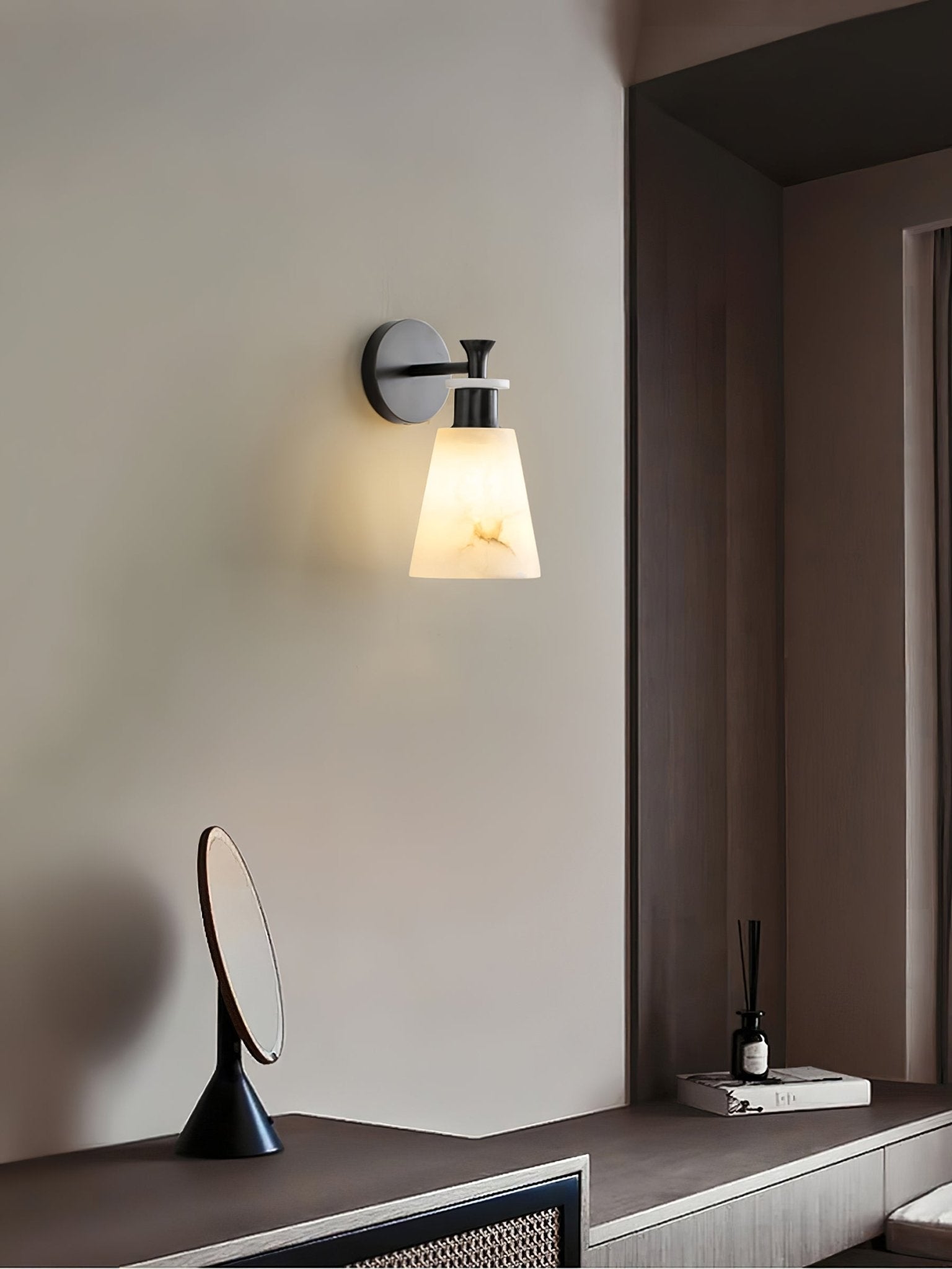 Tapered Alabaster Wall Sconce-Neutral Decor