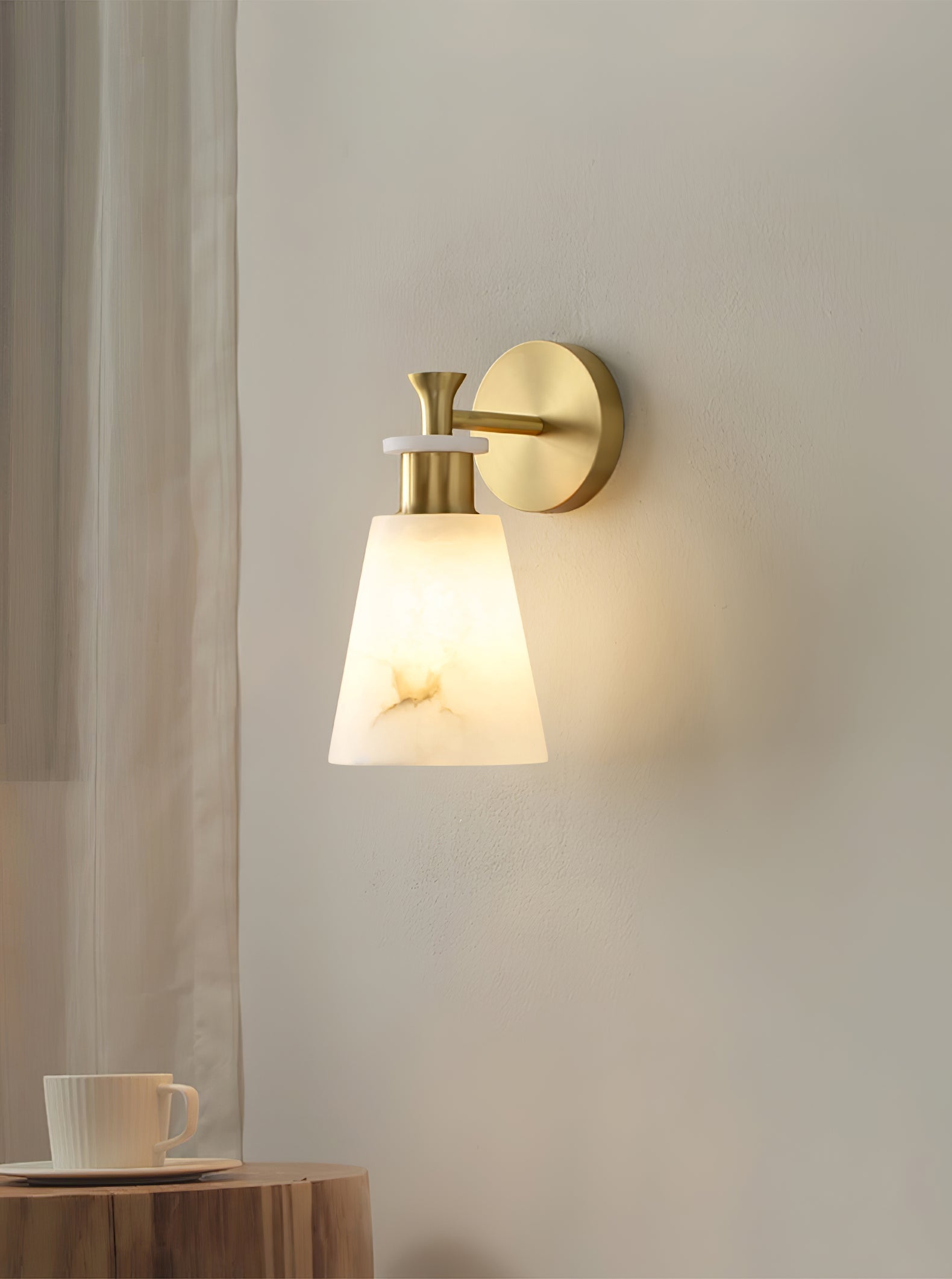Tapered Alabaster Wall Sconce-Neutral Decor