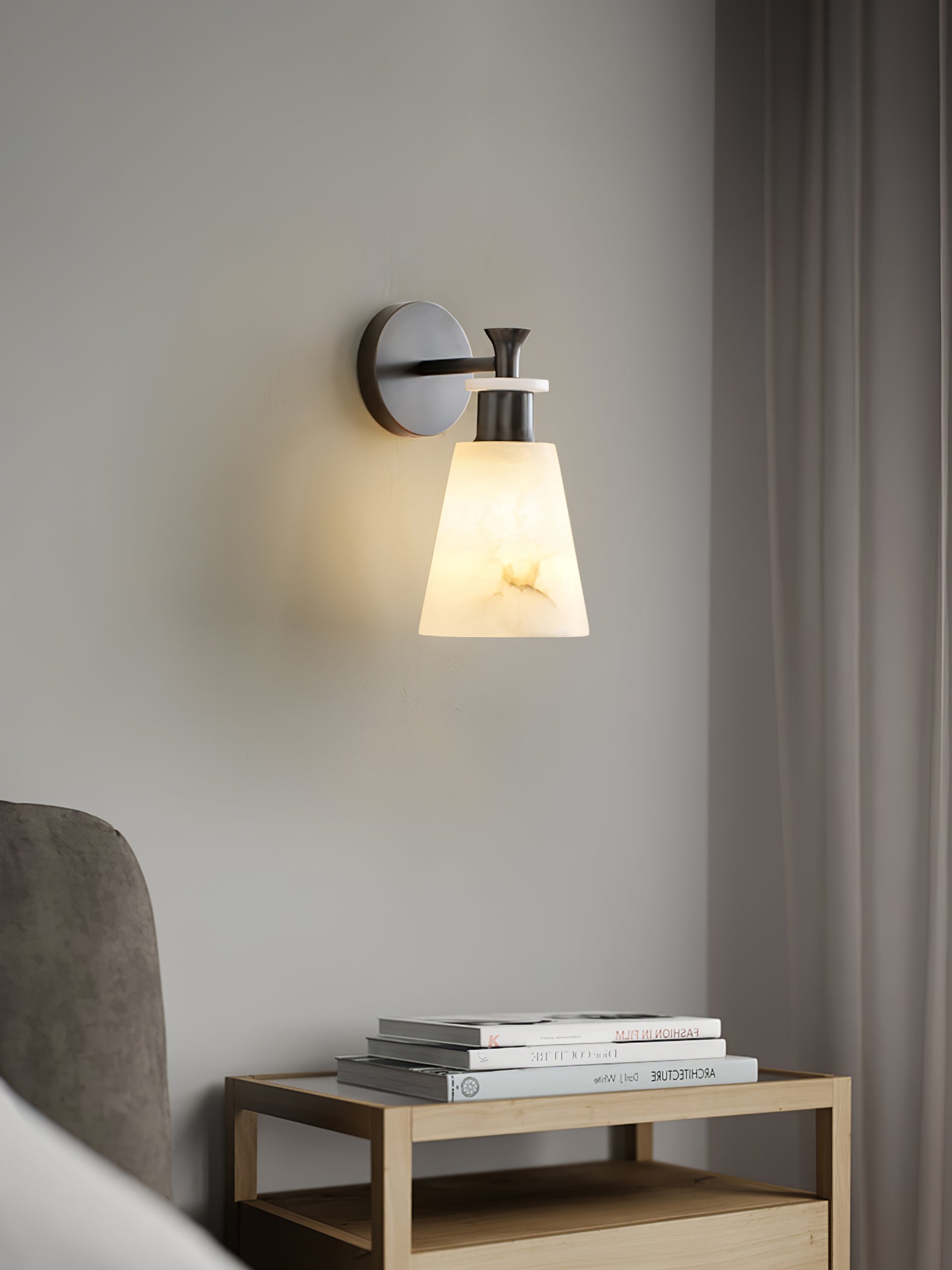 Tapered Alabaster Wall Sconce-Neutral Decor