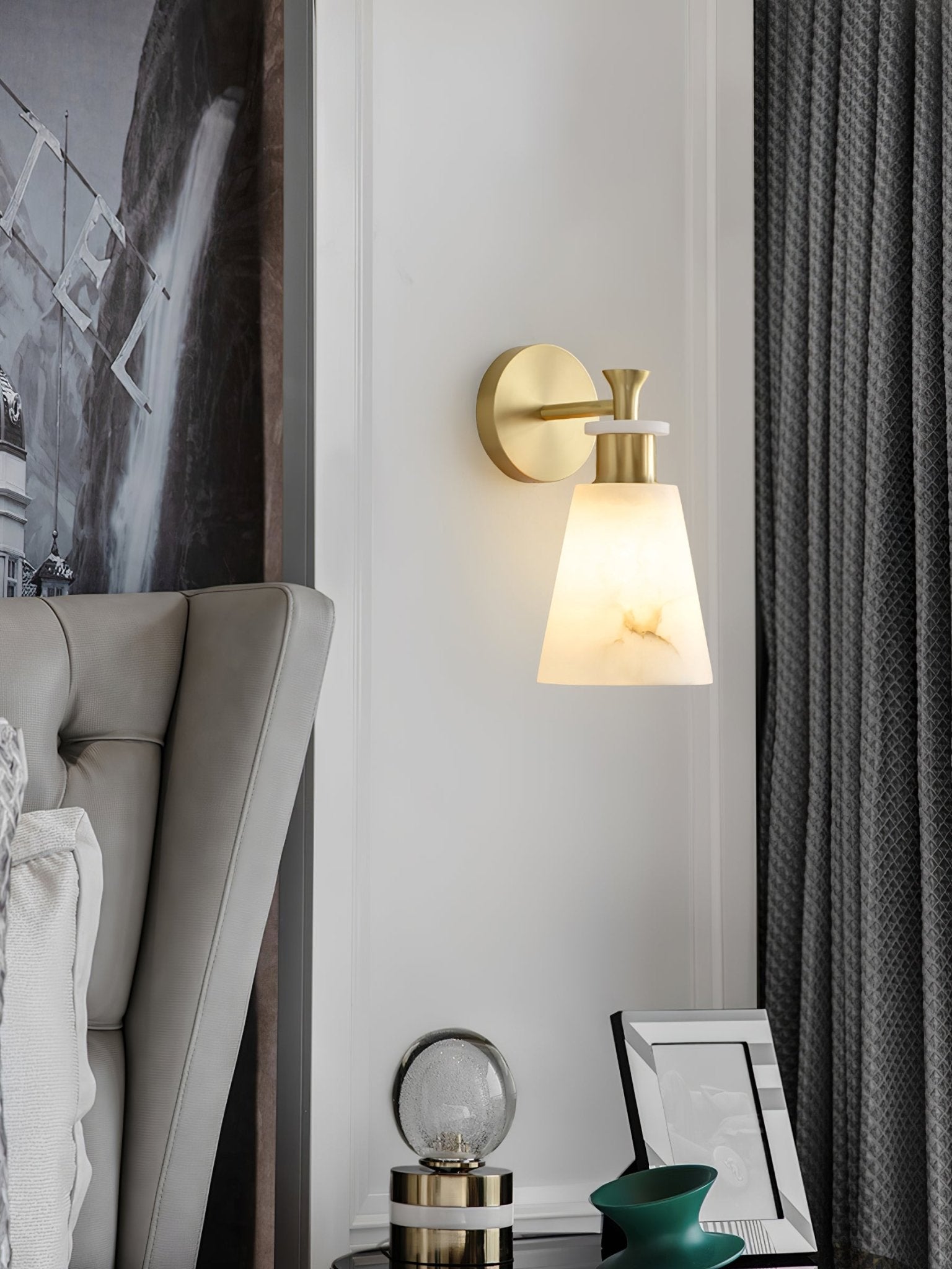 Tapered Alabaster Wall Sconce-Neutral Decor