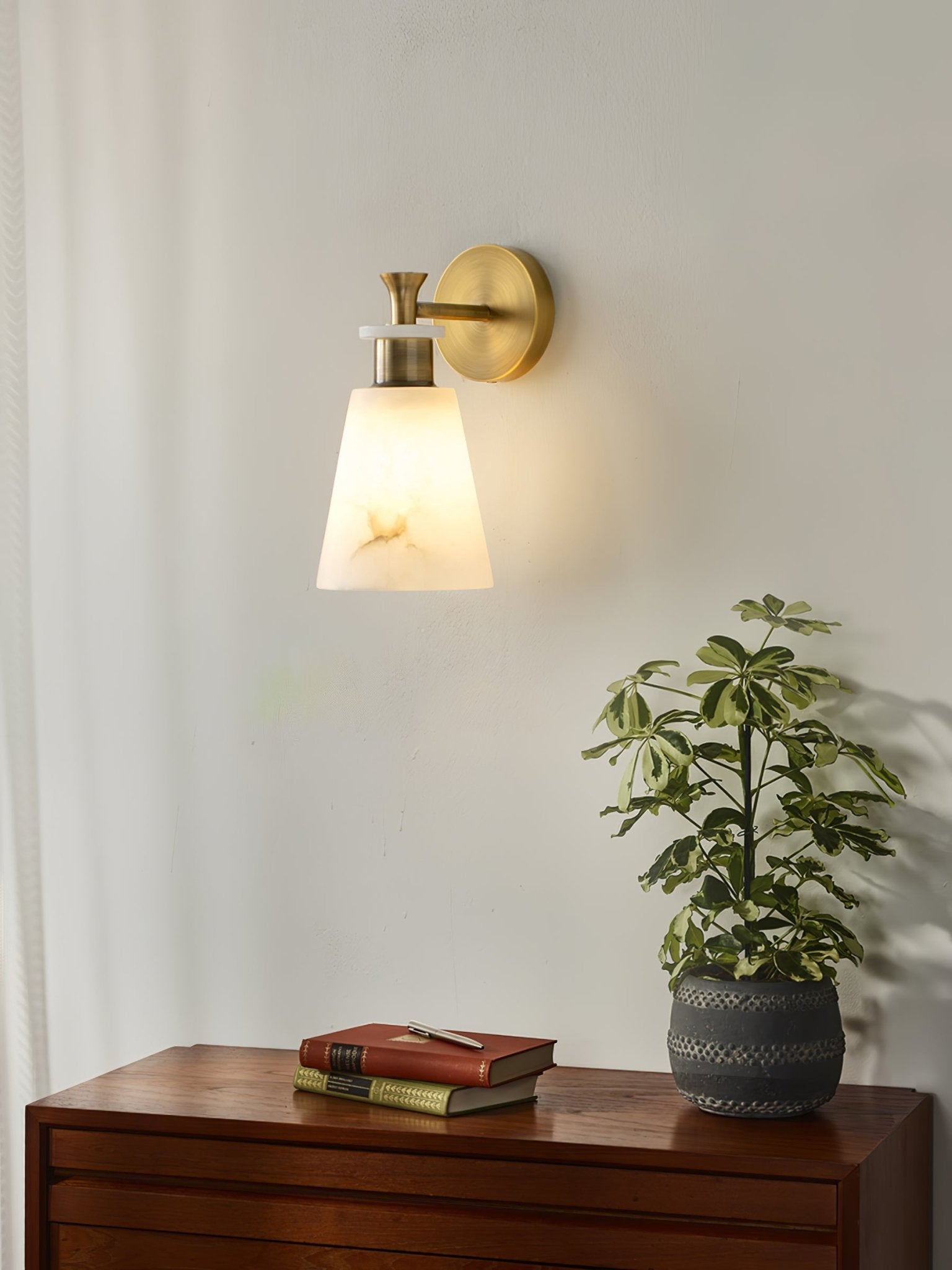 Tapered Alabaster Wall Sconce-Neutral Decor