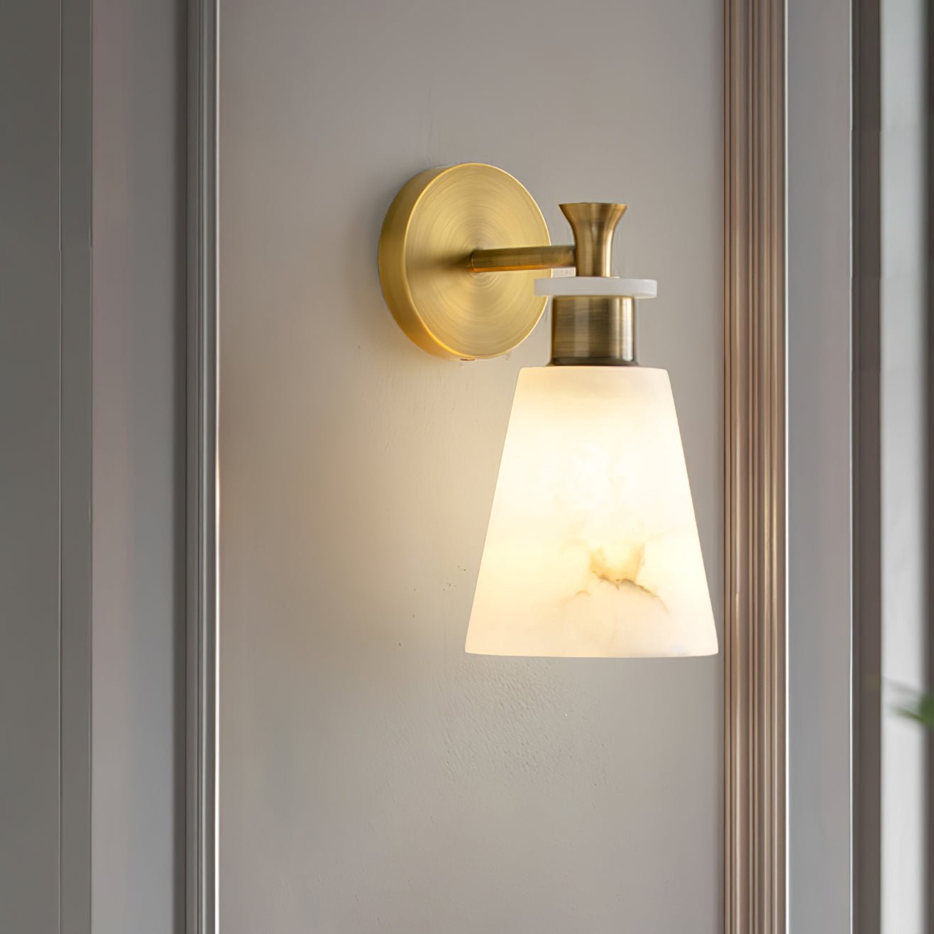 Tapered Alabaster Wall Sconce-Neutral Decor