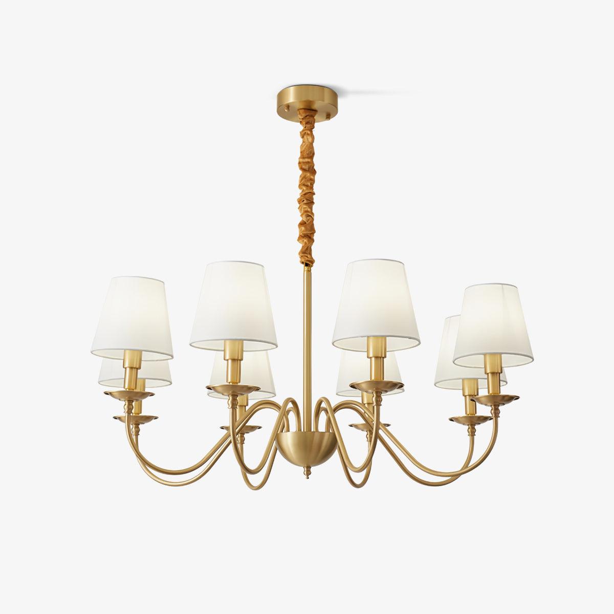Lustra Chandelier Brass Fabric Shade Classic-Neutral Decor