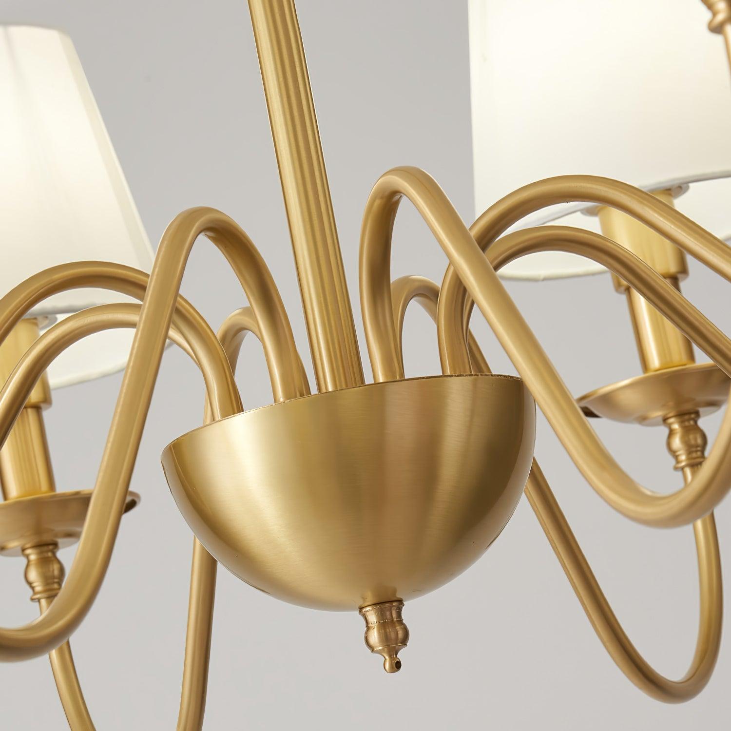 Lustra Chandelier Brass Fabric Shade Classic-Neutral Decor