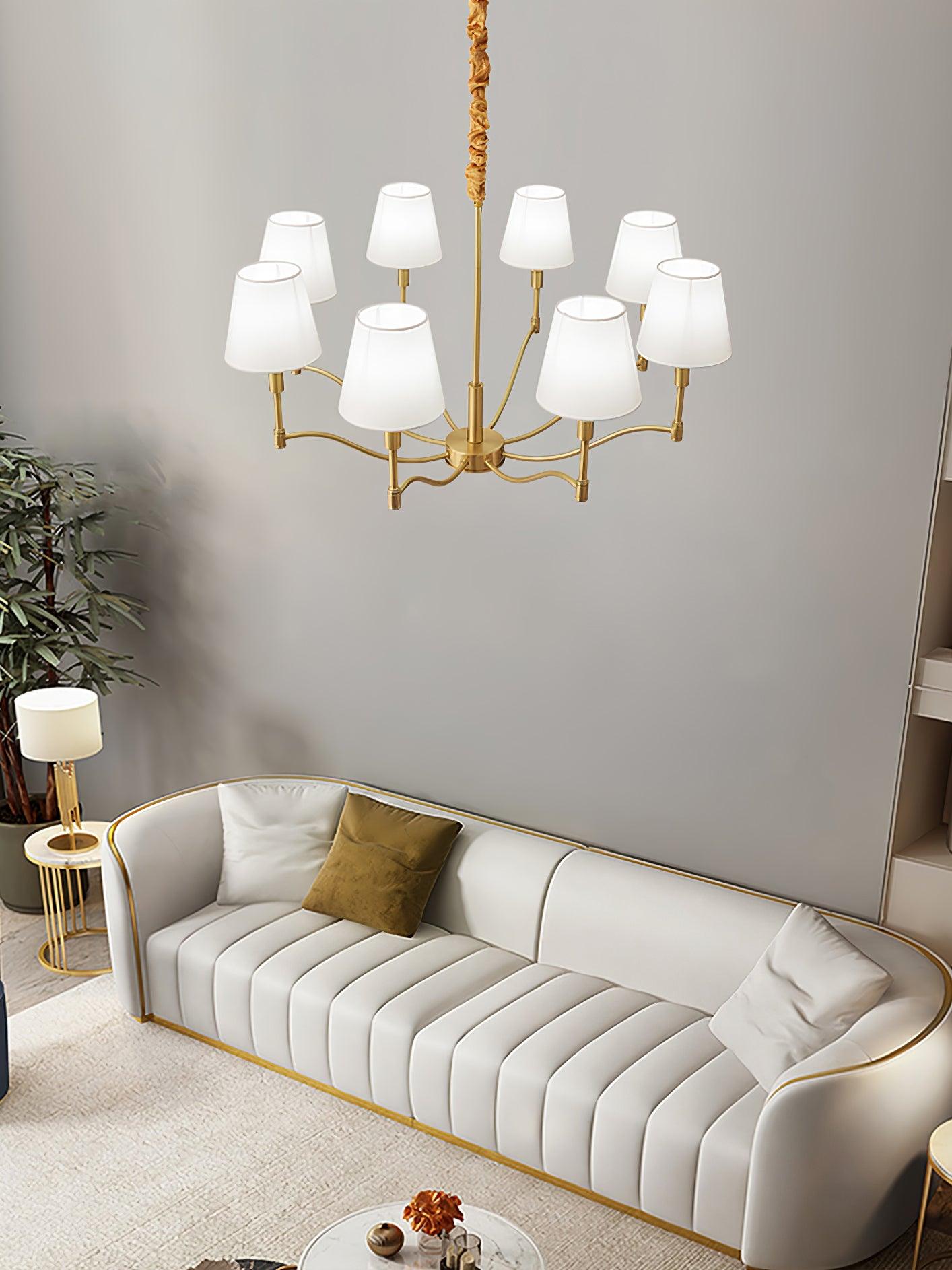 Lustra Chandelier Brass Fabric Shade Classic-Neutral Decor