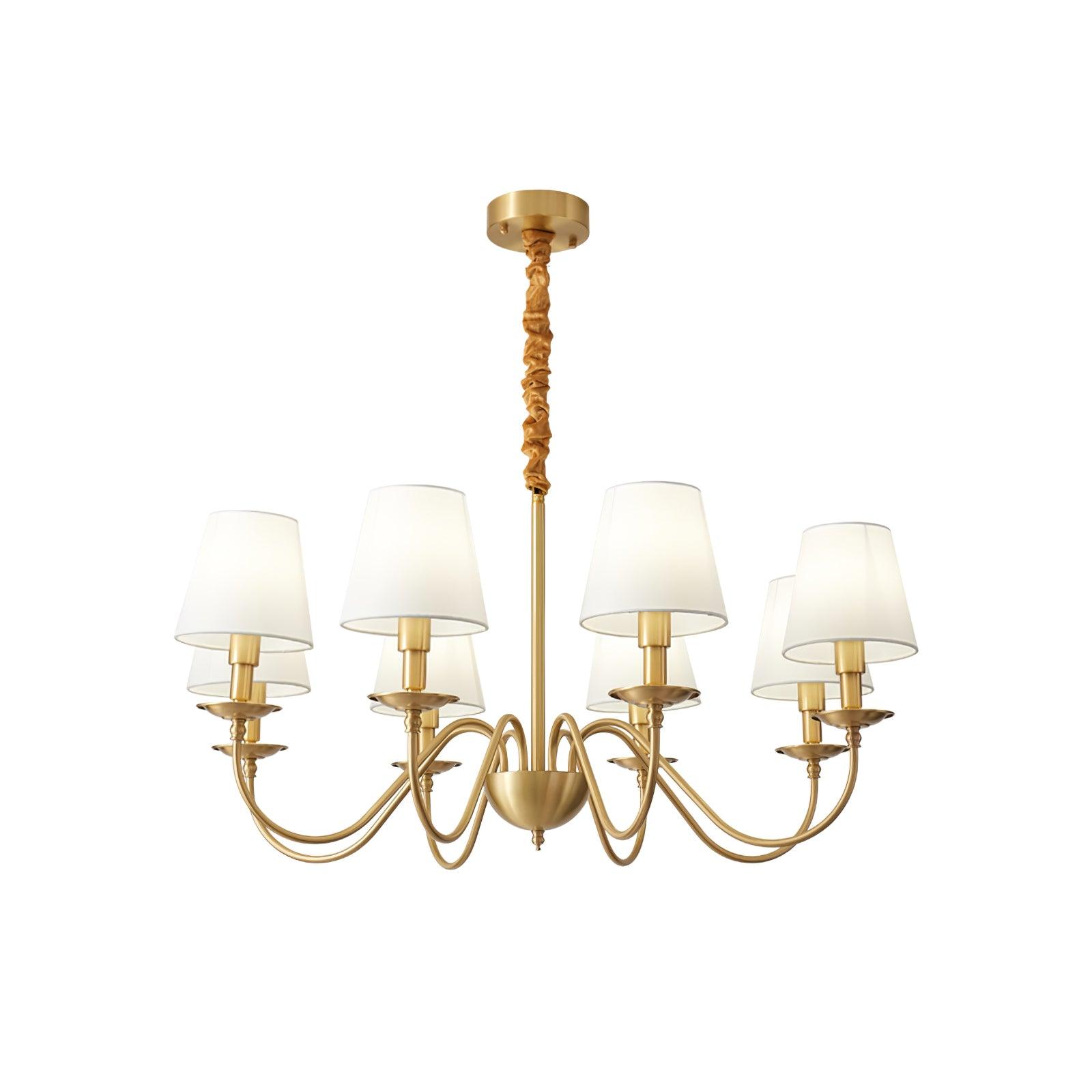 Lustra Chandelier Brass Fabric Shade Classic-Neutral Decor