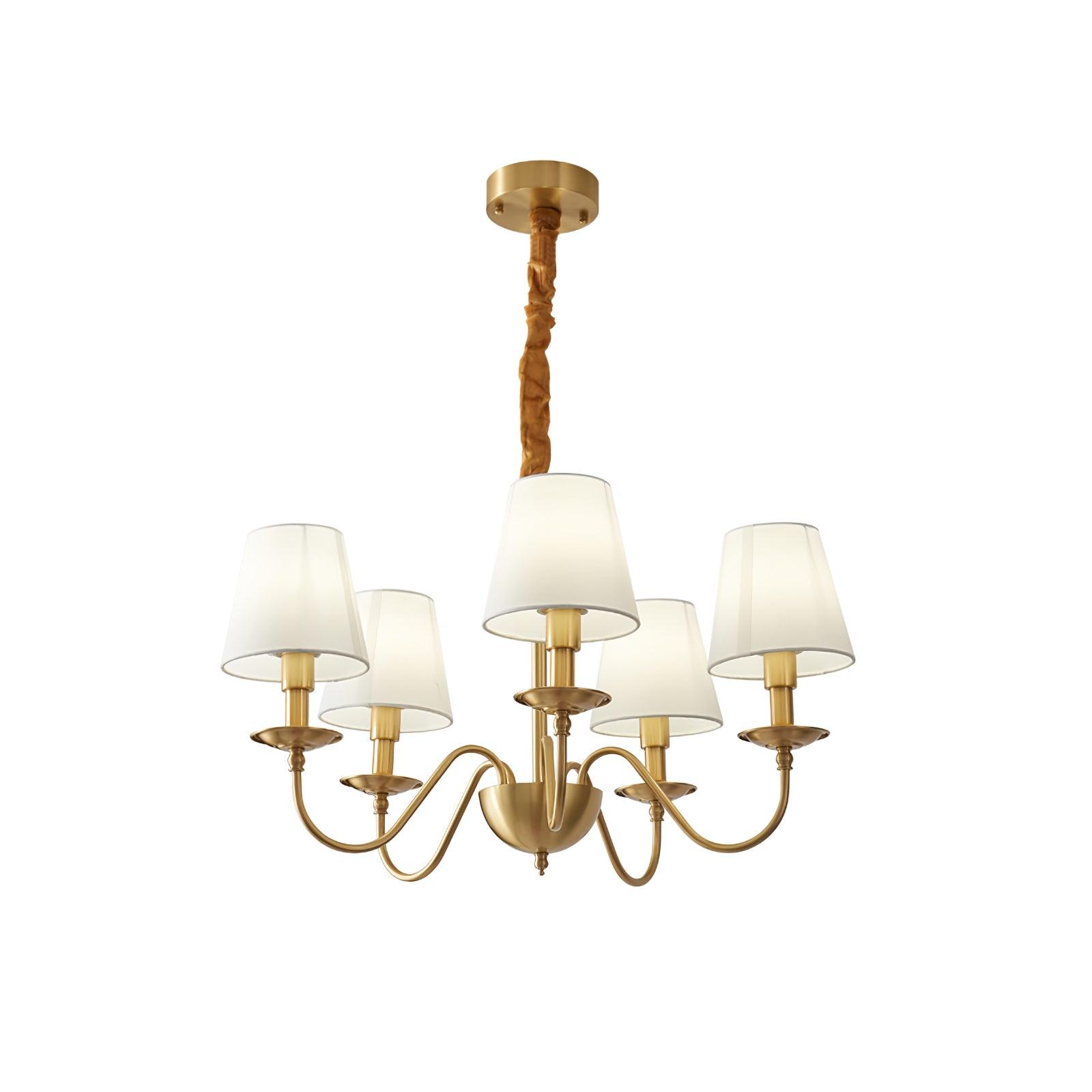 Lustra Chandelier Brass Fabric Shade Classic-Neutral Decor