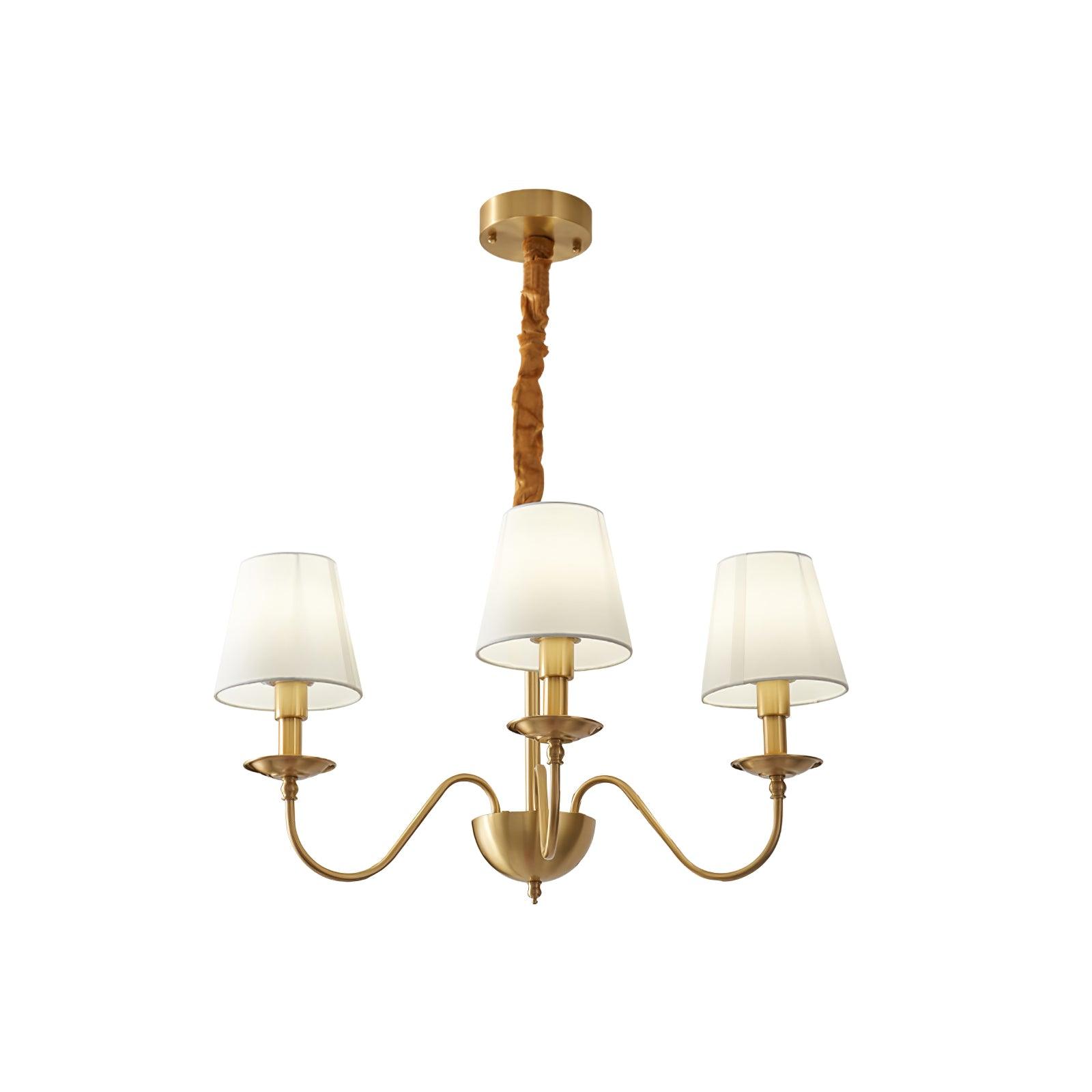 Lustra Chandelier Brass Fabric Shade Classic-Neutral Decor