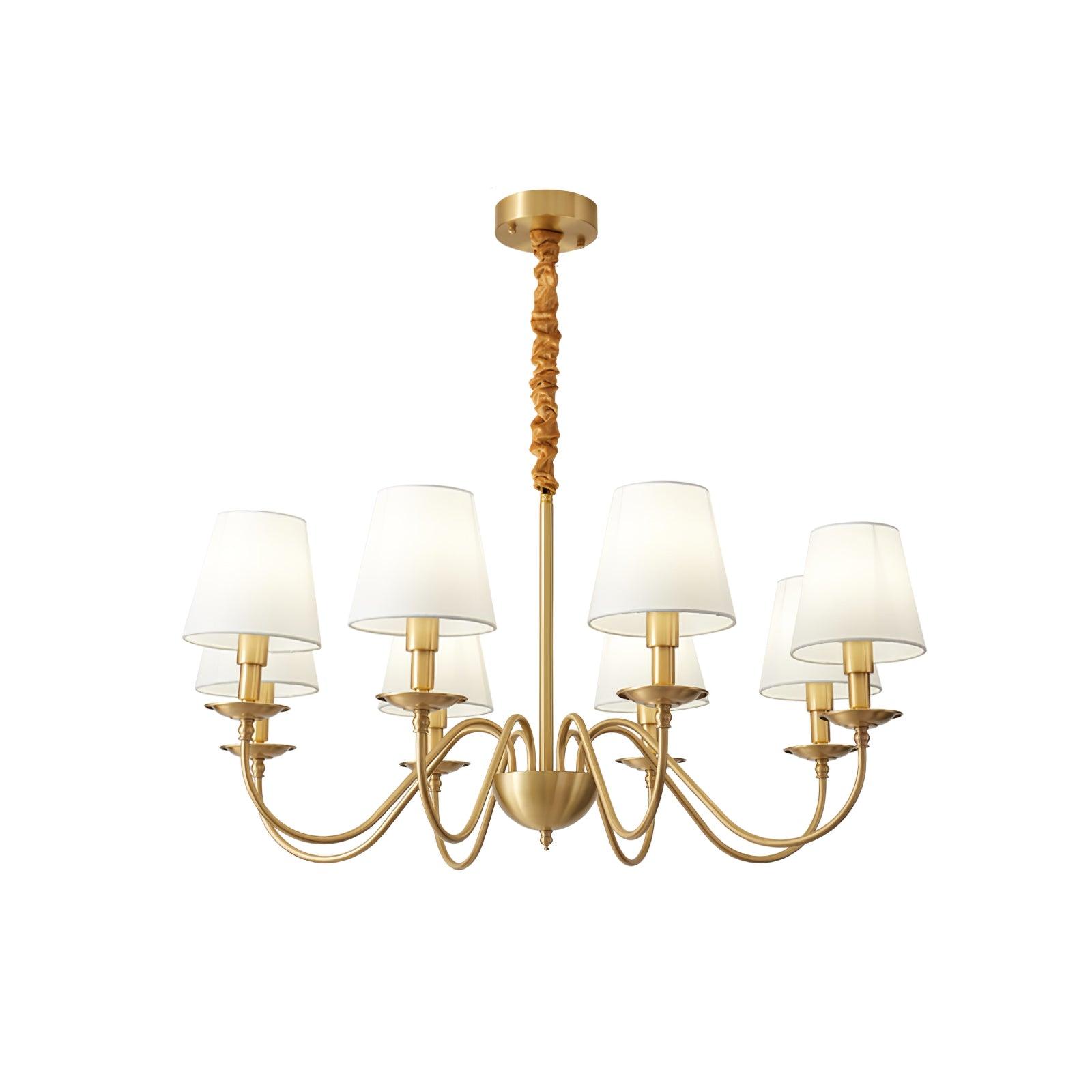 Lustra Chandelier Brass Fabric Shade Classic-Neutral Decor