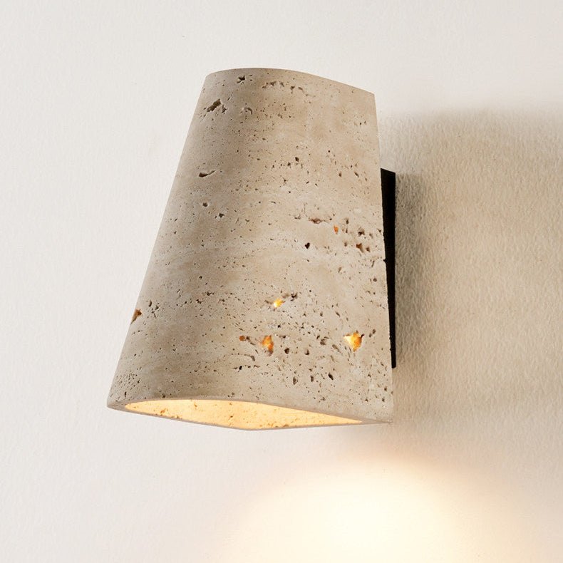 Tapered Travertine Wall Sconce-Neutral Decor