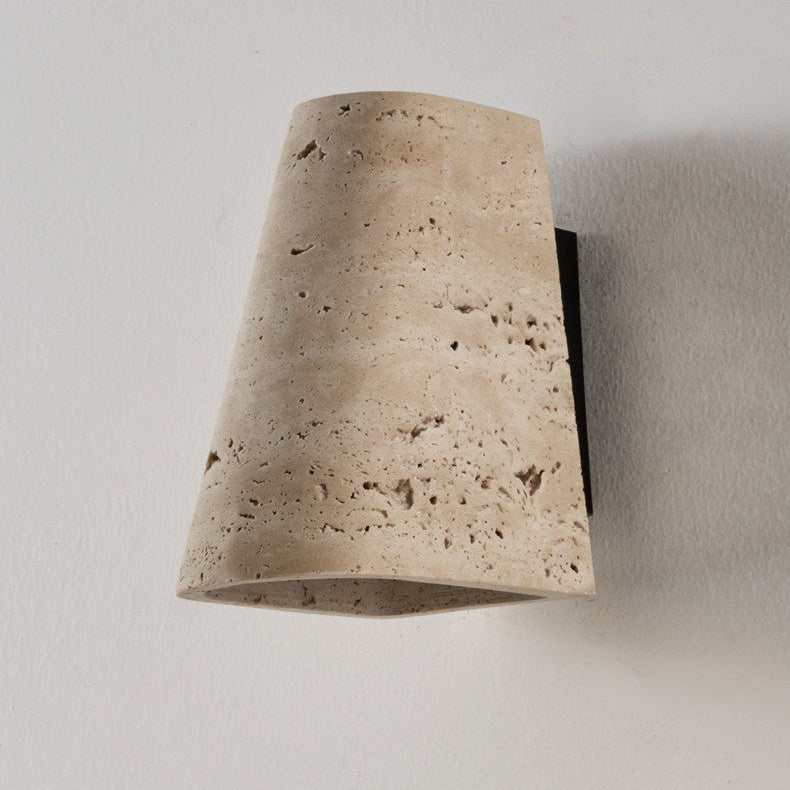 Tapered Travertine Wall Sconce-Neutral Decor