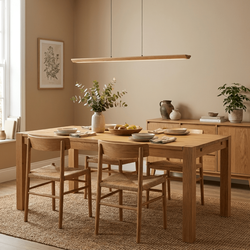 Tapered Wood Linear Pendant Lamp-Neutral Decor
