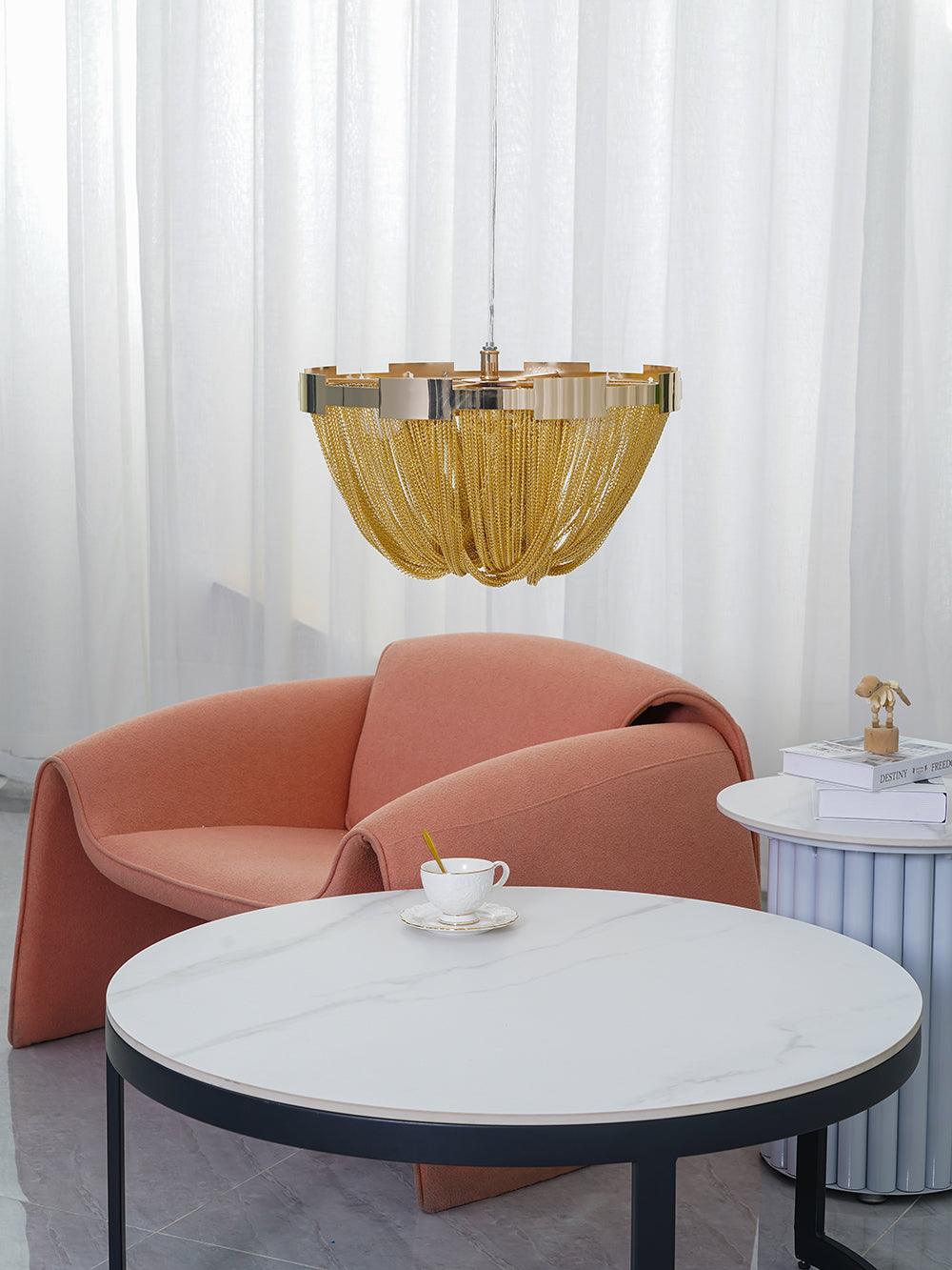 Talj Ceiling Light Tassel Aluminum Chain Nickel Frame-Neutral Decor