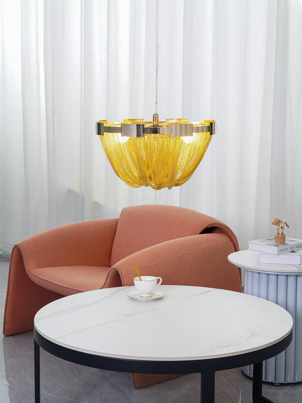 Talj Ceiling Light Tassel Aluminum Chain Nickel Frame-Neutral Decor