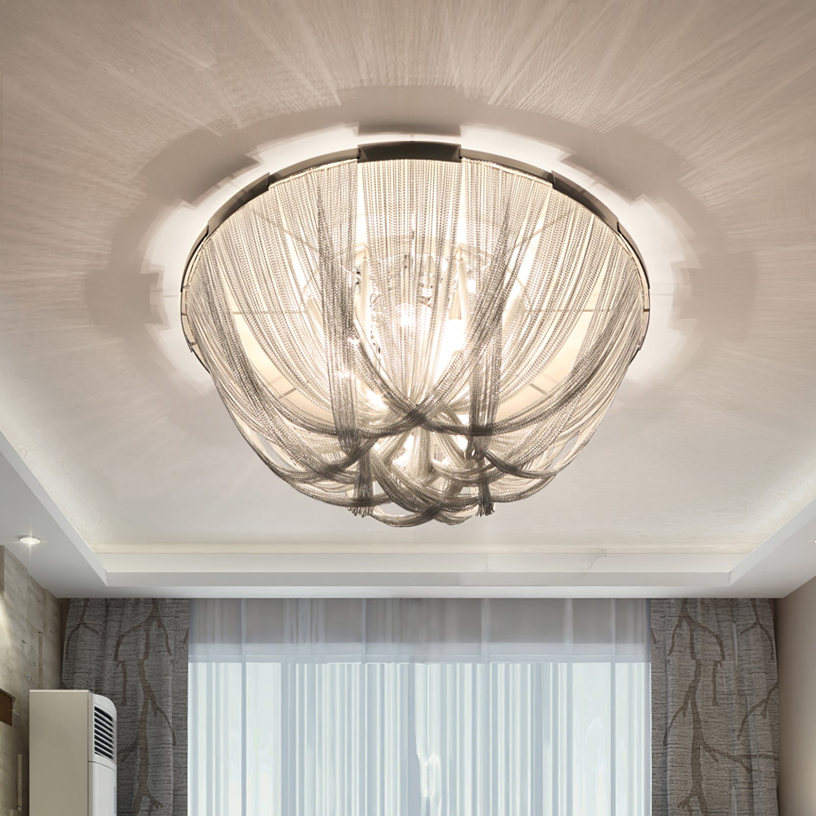 Talj Ceiling Light Tassel Aluminum Chain Nickel Frame-Neutral Decor