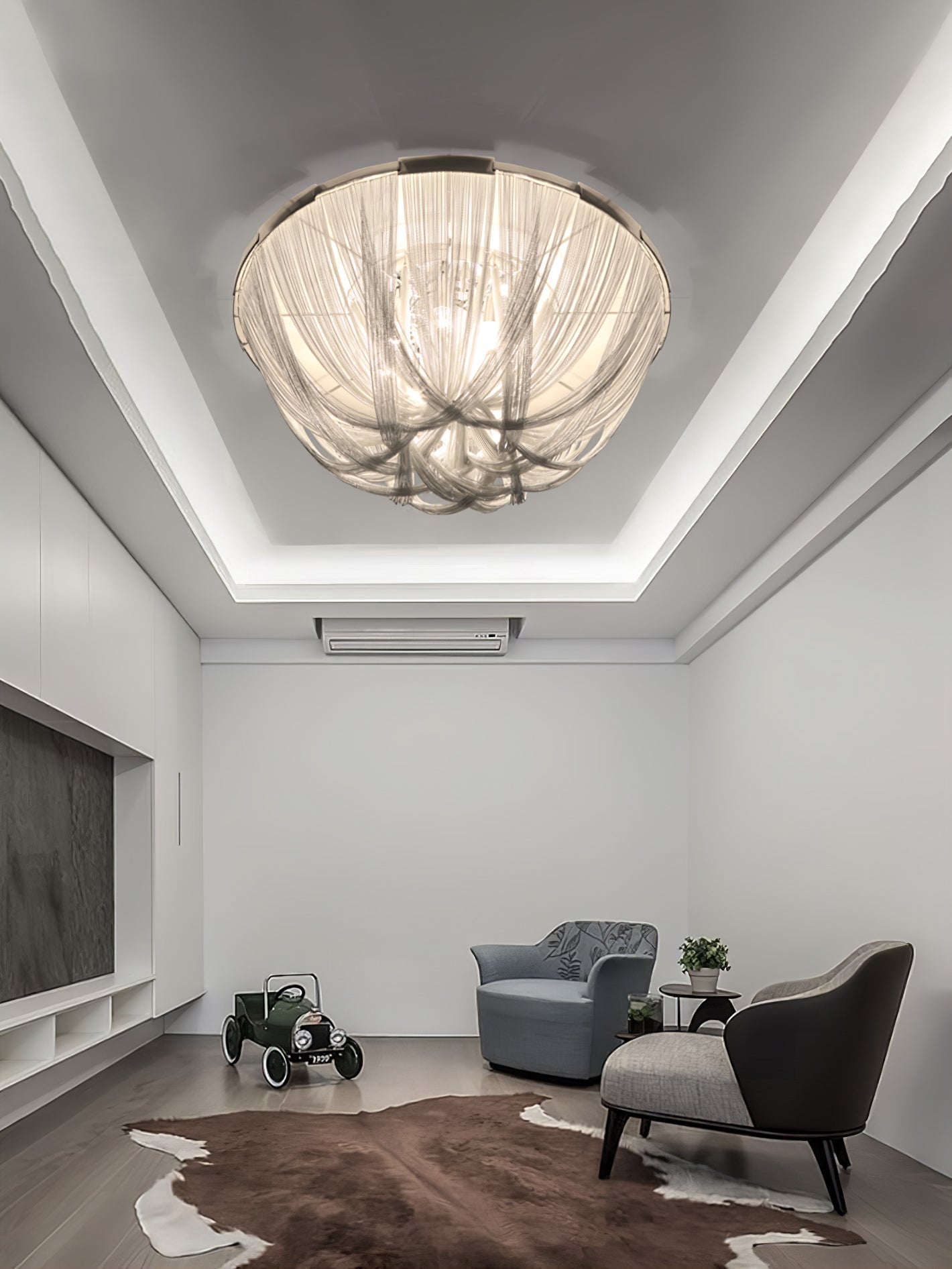Talj Ceiling Light Tassel Aluminum Chain Nickel Frame-Neutral Decor