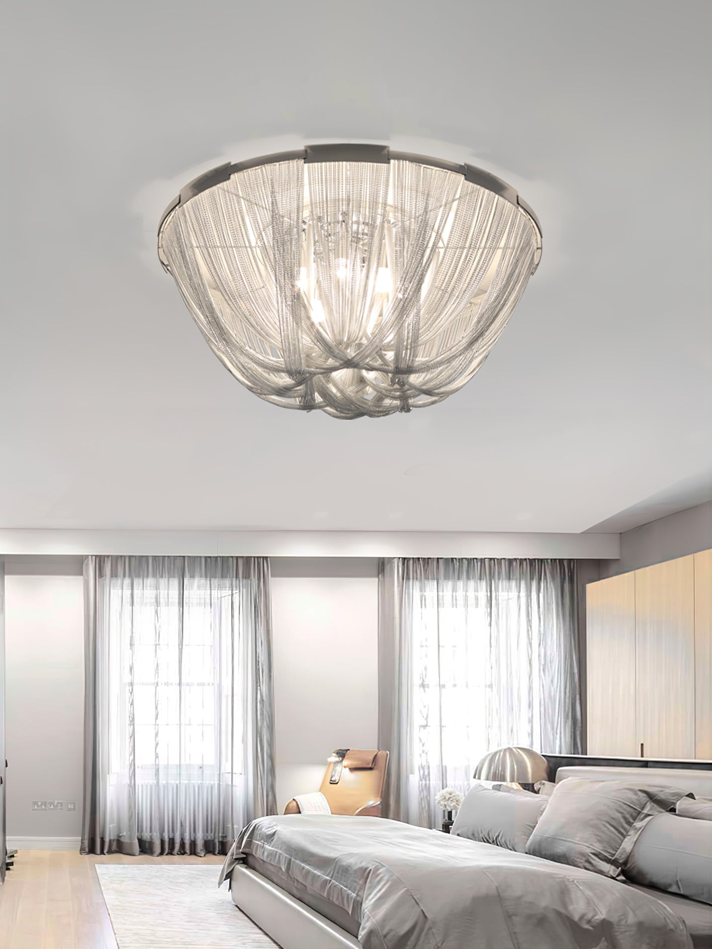 Talj Ceiling Light Tassel Aluminum Chain Nickel Frame-Neutral Decor