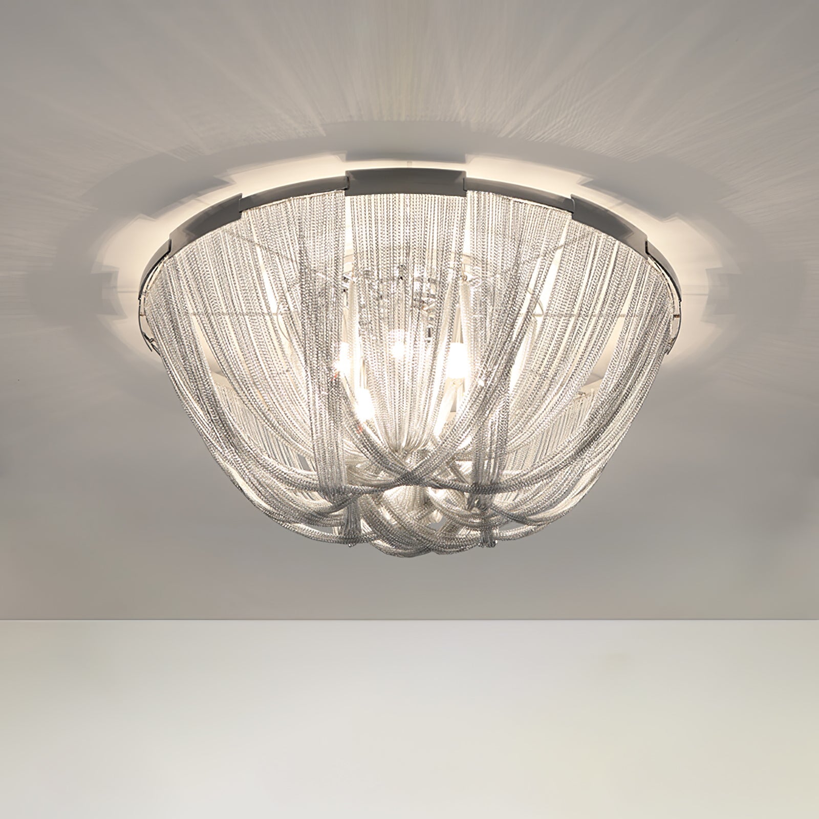 Talj Ceiling Light Tassel Aluminum Chain Nickel Frame-Neutral Decor
