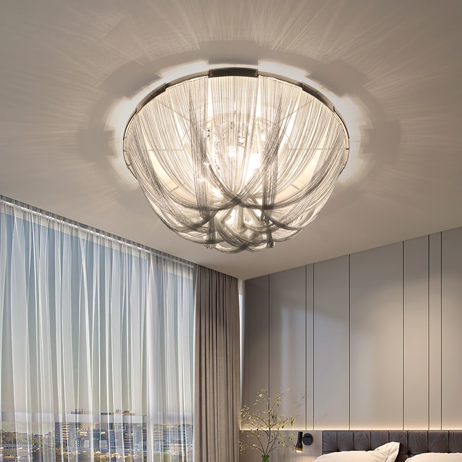 Talj Ceiling Light Tassel Aluminum Chain Nickel Frame-Neutral Decor