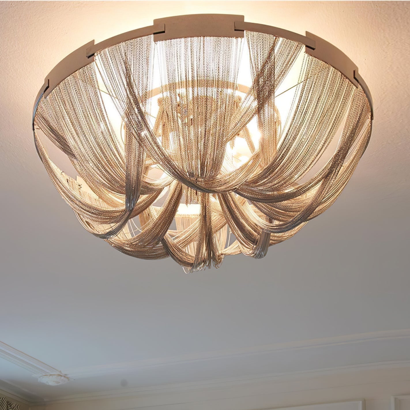 Talj Ceiling Light Tassel Aluminum Chain Nickel Frame-Neutral Decor