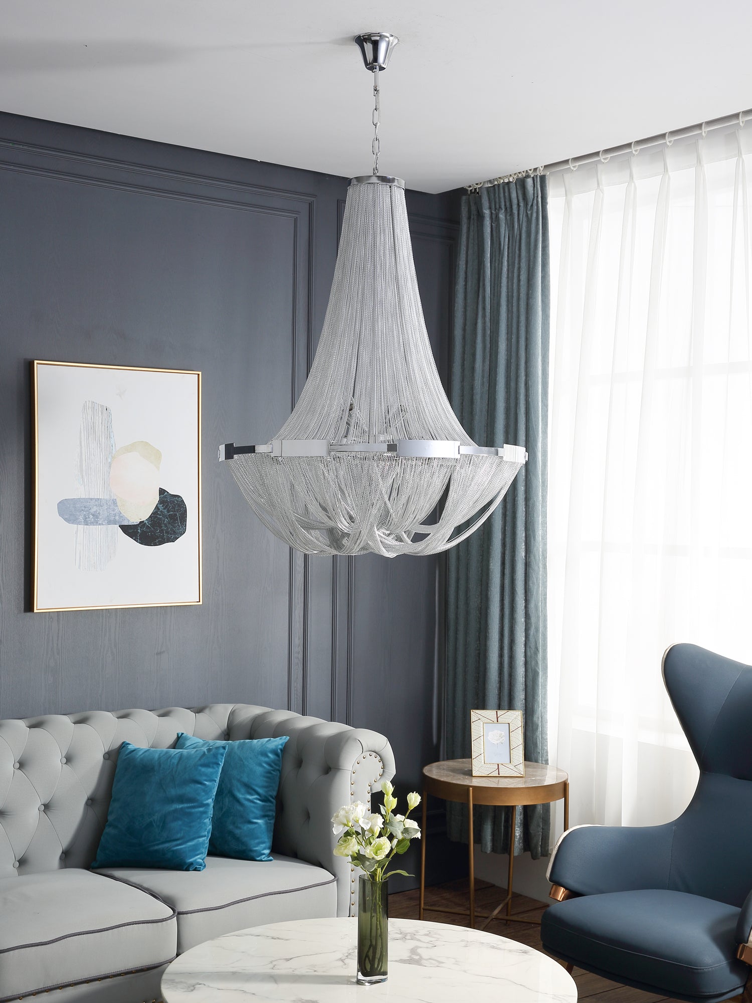 Zylen Chandelier Tassel Aluminum Chain-Neutral Decor