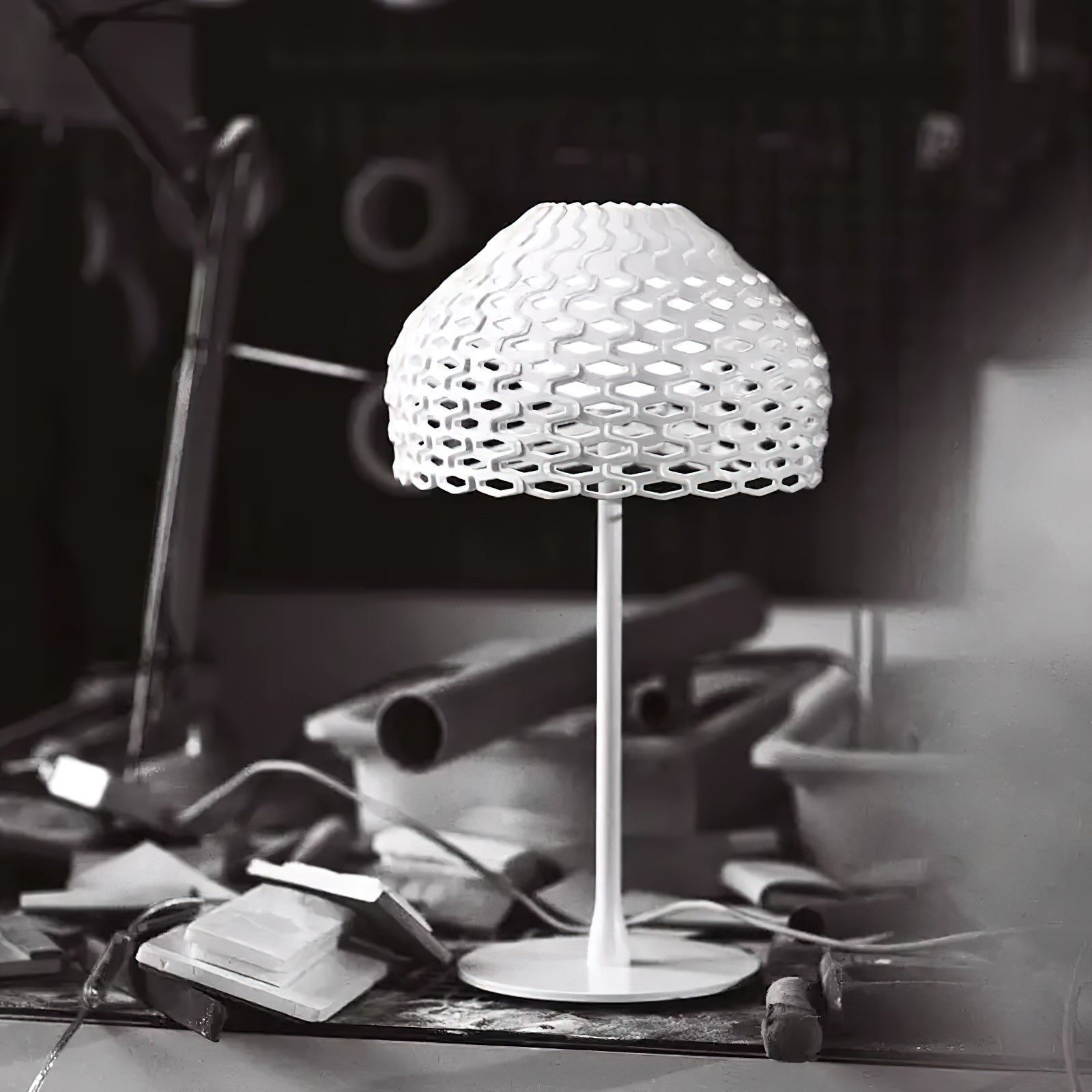 Vintace Plastic Industrial Table Lamp-Neutral Decor