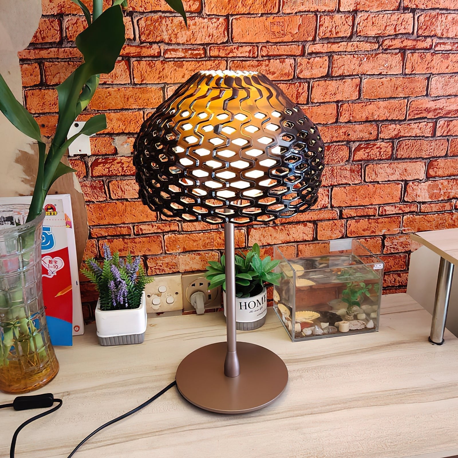 Vintace Plastic Industrial Table Lamp-Neutral Decor