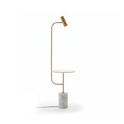 Tatum Floor Lamp with a copper finish and white marble base.