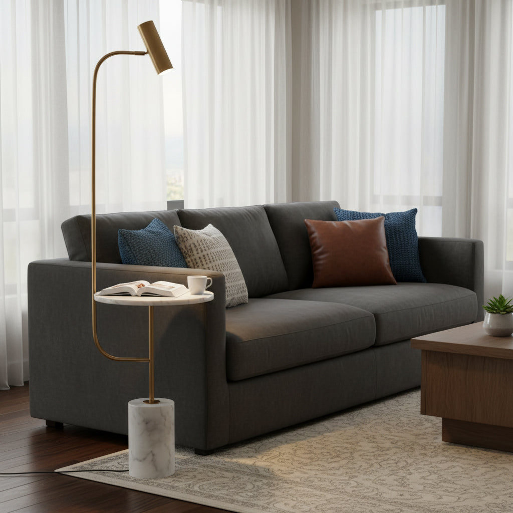 Tatum Floor Lamp in the Black finish option.