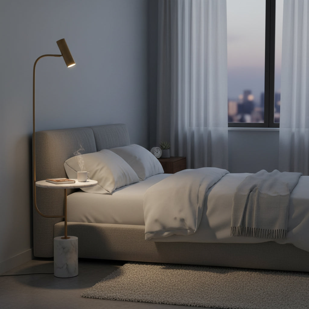 The lamp head of the Tatum Floor Lamp, showing the GU10 socket area.
