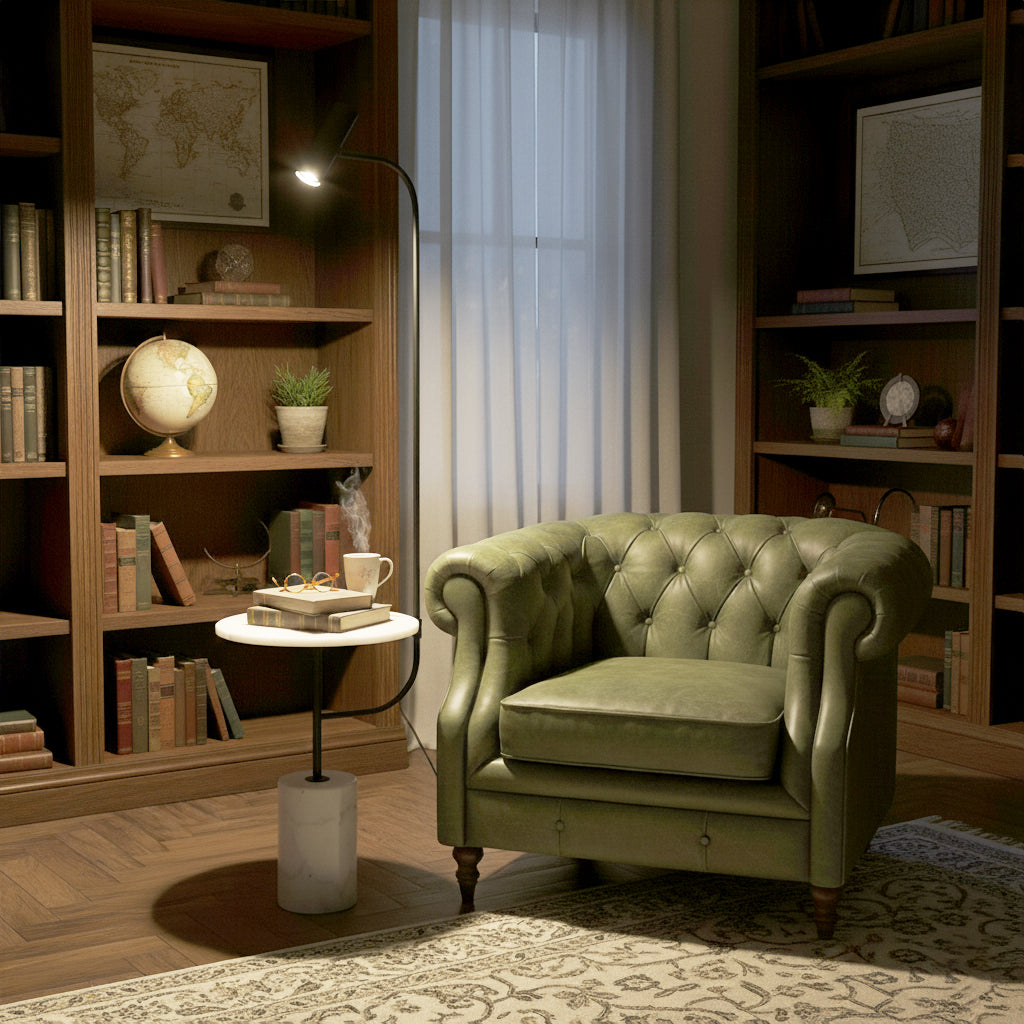 Tatum Floor Lamp placed in a minimalist office space.