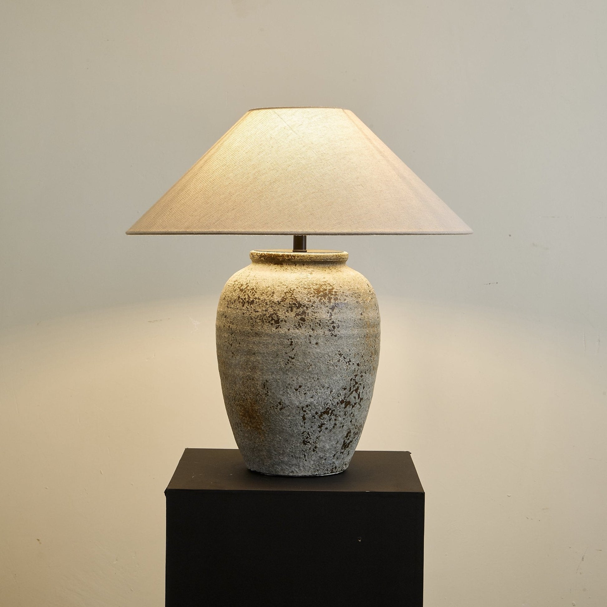 Terra Ceramic & Fabric Table Lamp-Neutral Decor