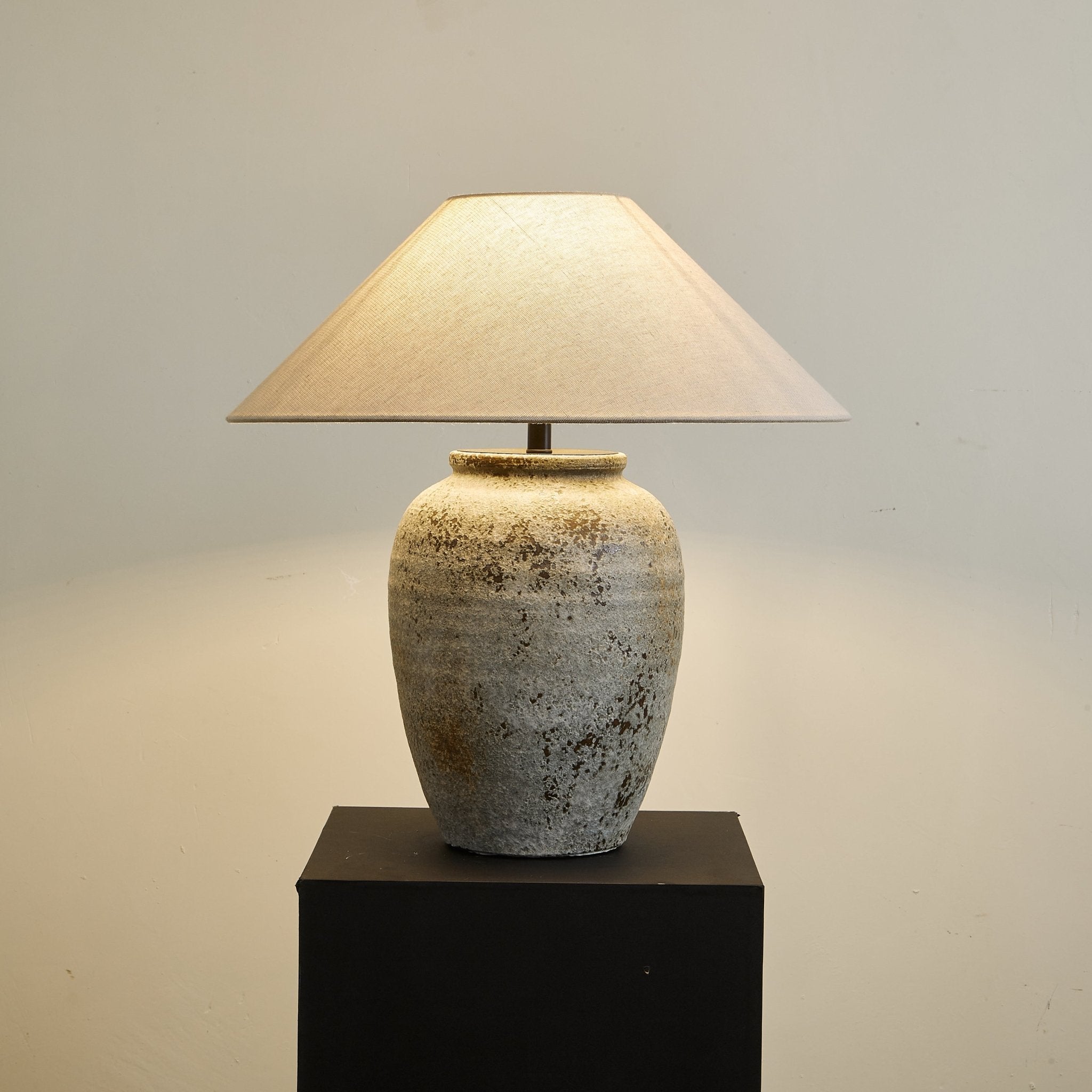 Terra Ceramic & Fabric Table Lamp-Neutral Decor