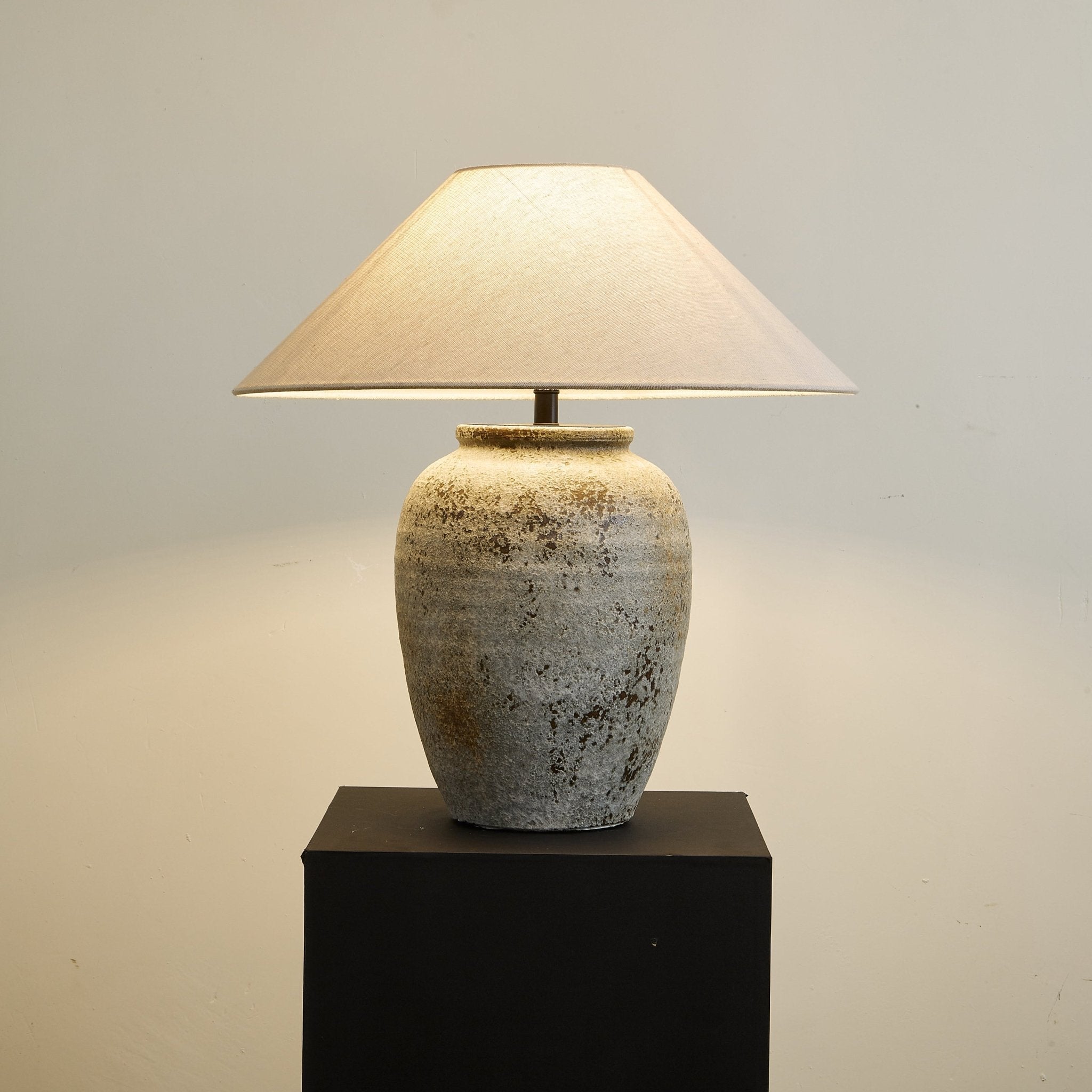 Terra Ceramic & Fabric Table Lamp-Neutral Decor