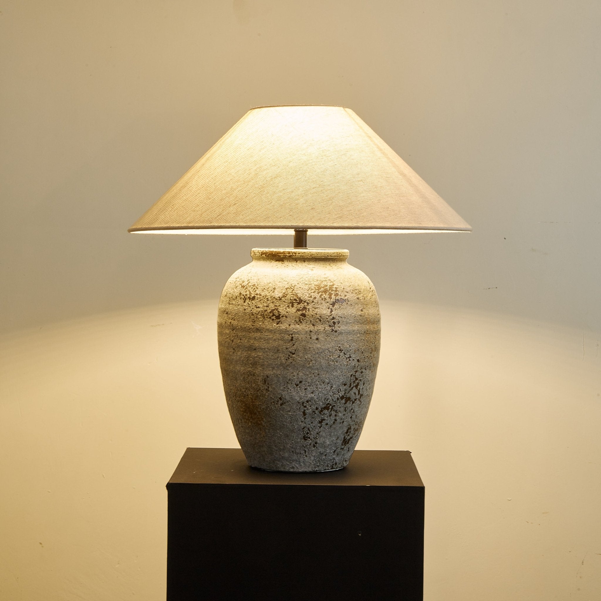 Terra Ceramic & Fabric Table Lamp-Neutral Decor