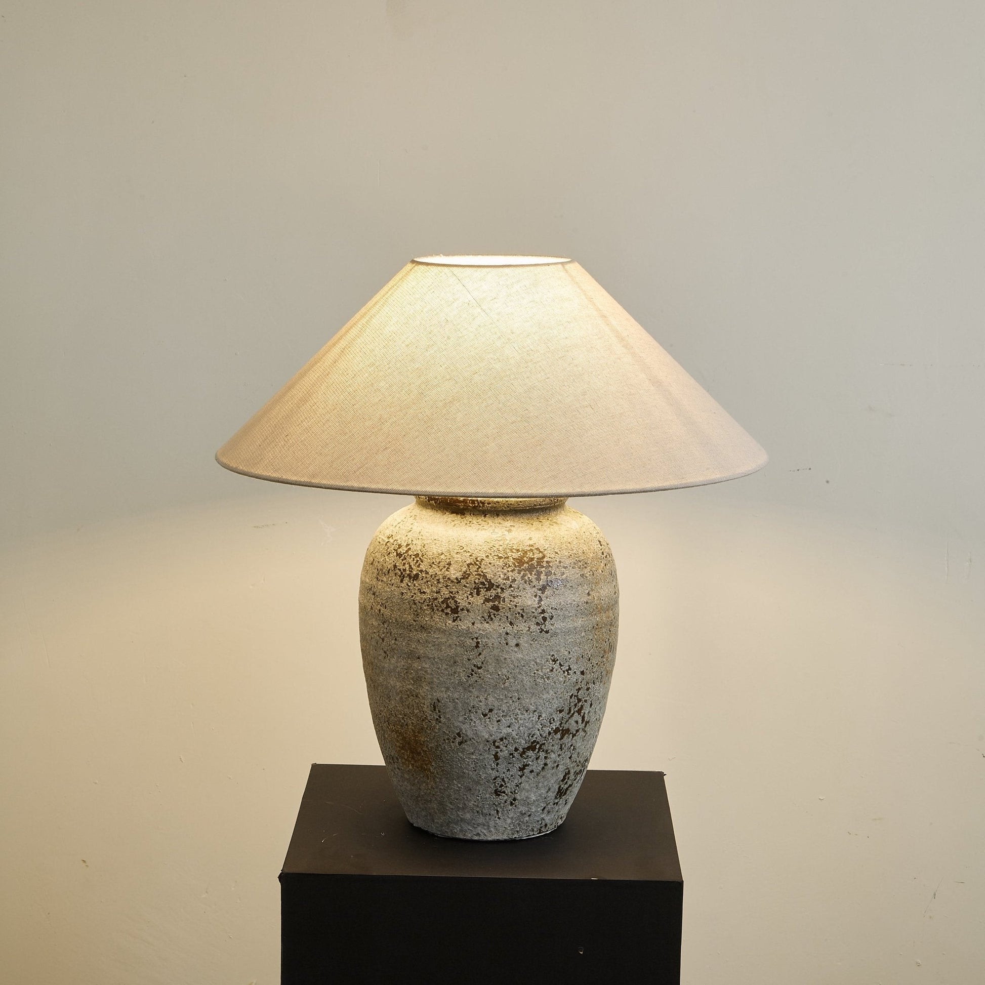Terra Ceramic & Fabric Table Lamp-Neutral Decor