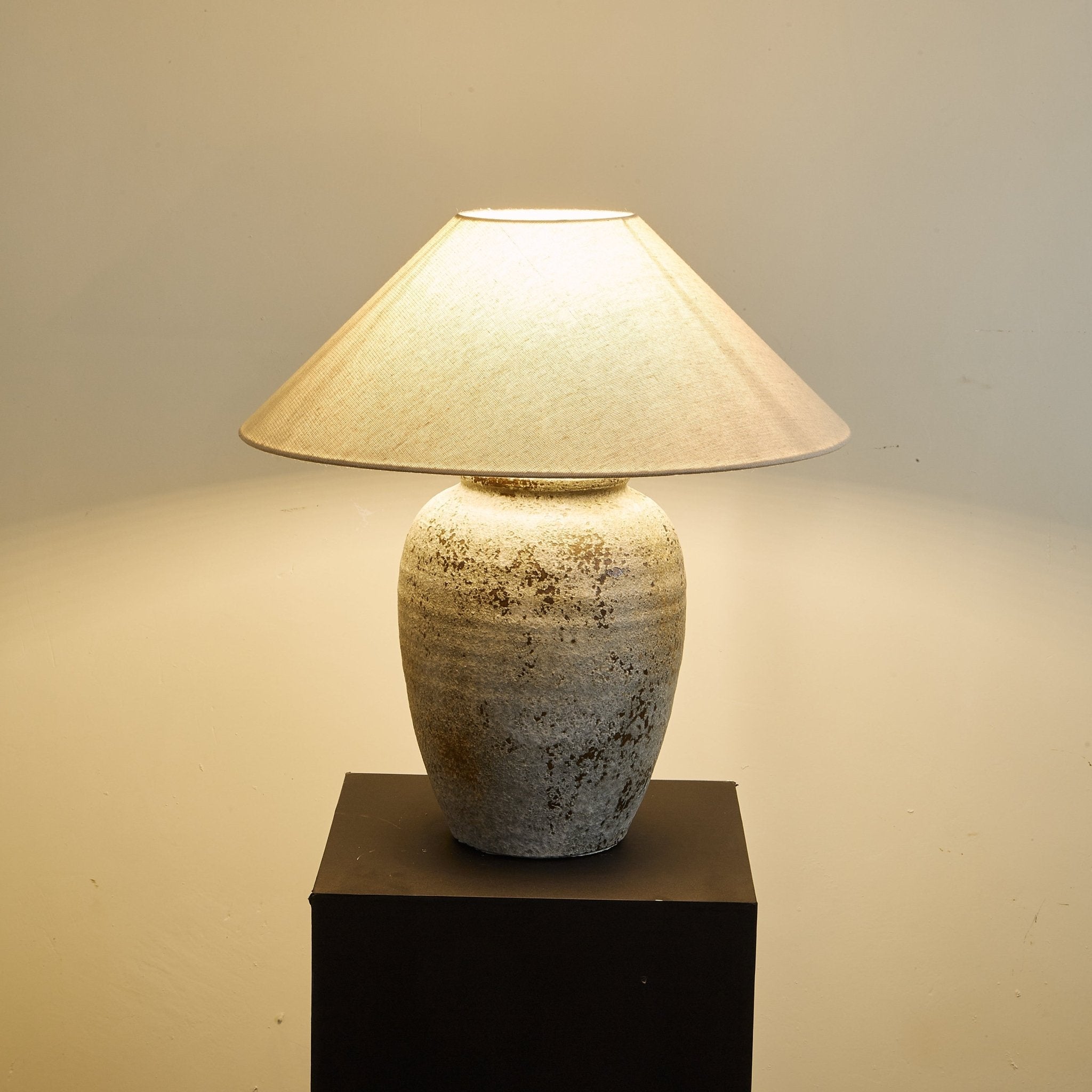 Terra Ceramic & Fabric Table Lamp-Neutral Decor