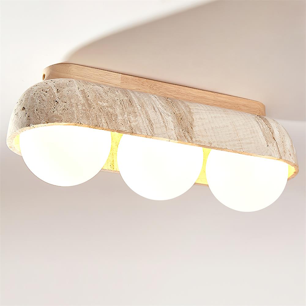 Ritta Ceiling Light  Travertine Rectangular