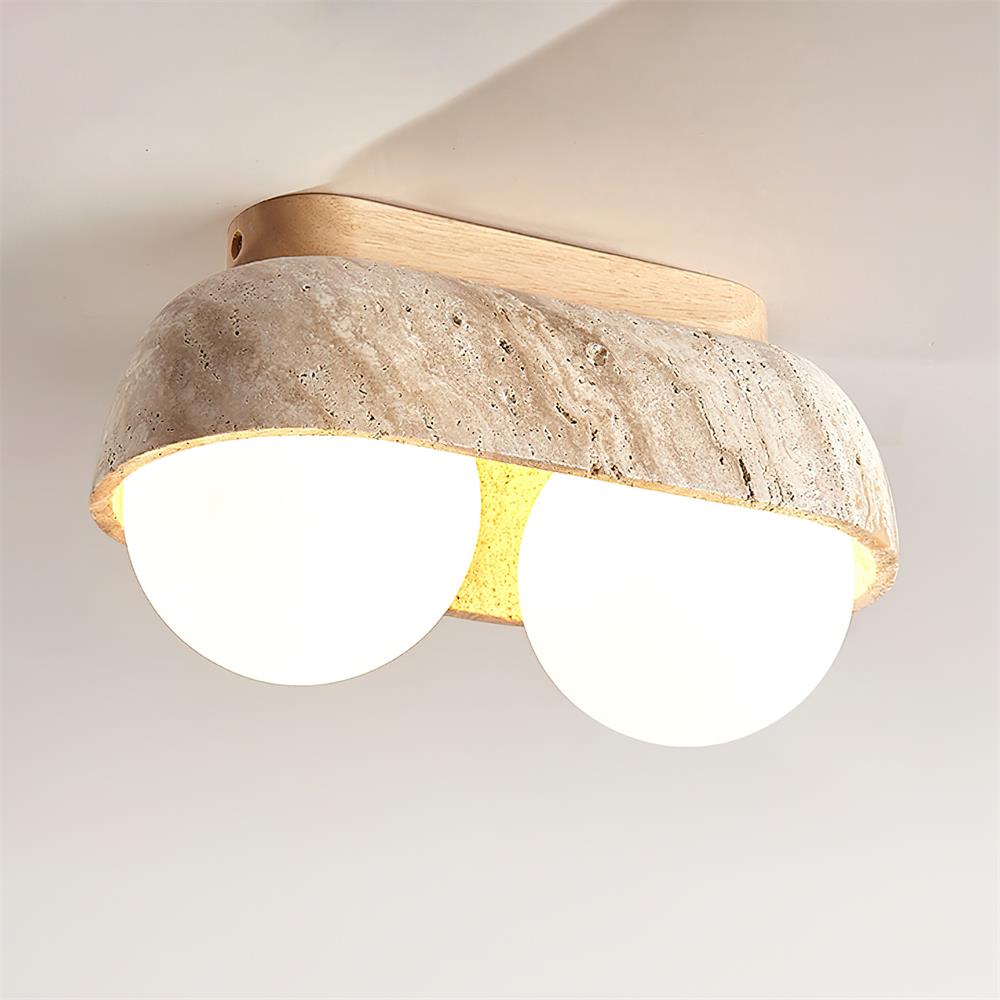 Ritta Ceiling Light  Travertine Rectangular