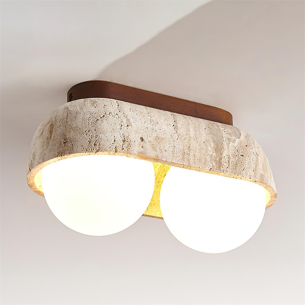 Ritta Ceiling Light  Travertine Rectangular