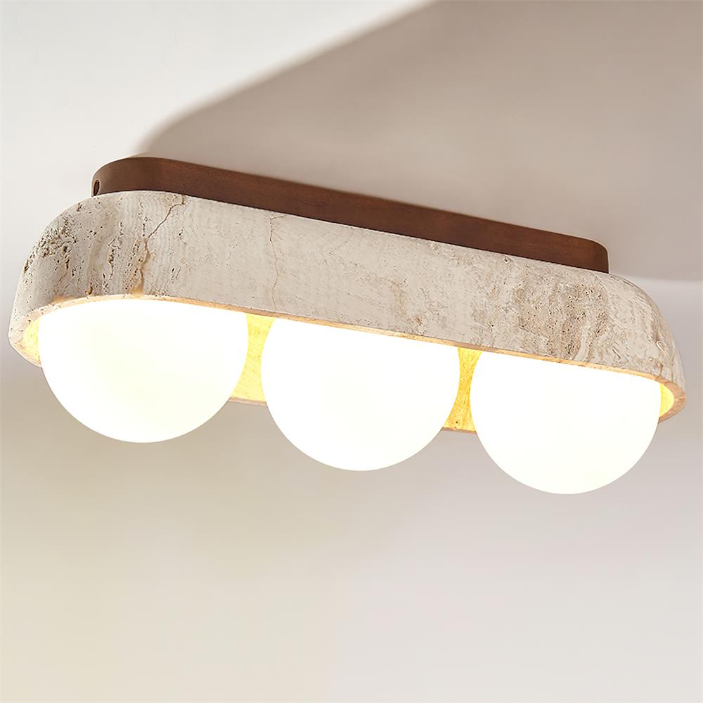 Ritta Ceiling Light  Travertine Rectangular