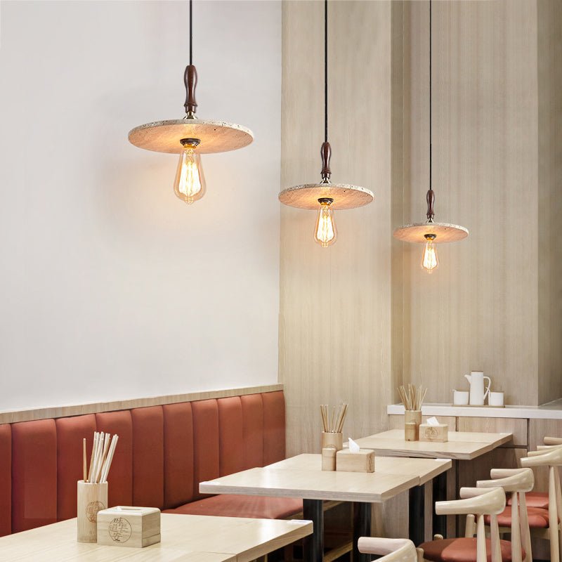 Pylg Yellow Travertine Disc Pendant Light-Neutral Decor