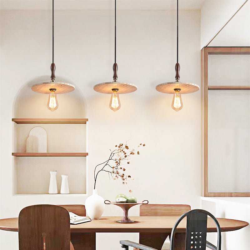 Pylg Yellow Travertine Disc Pendant Light-Neutral Decor