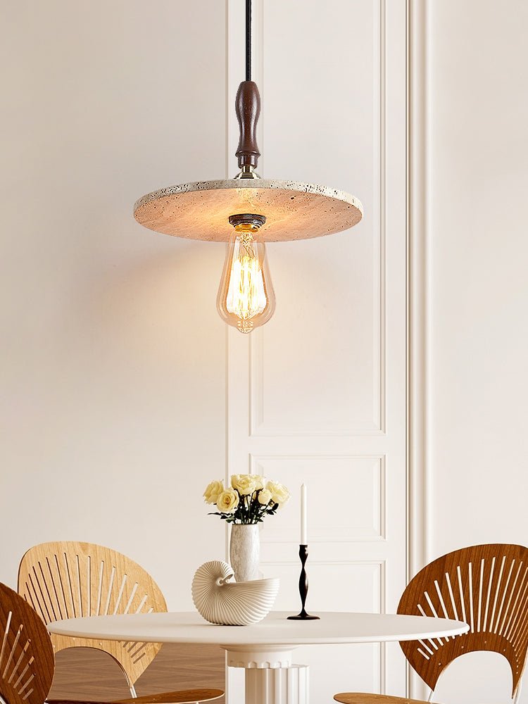 Pylg Yellow Travertine Disc Pendant Light-Neutral Decor
