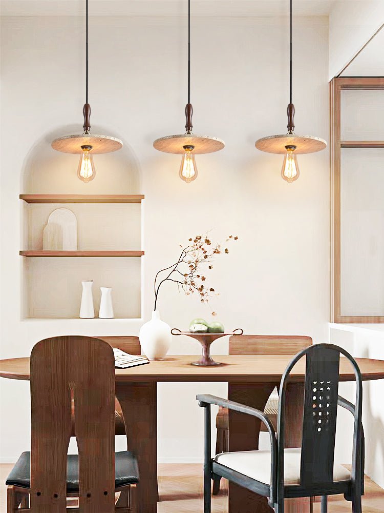 Pylg Yellow Travertine Disc Pendant Light-Neutral Decor