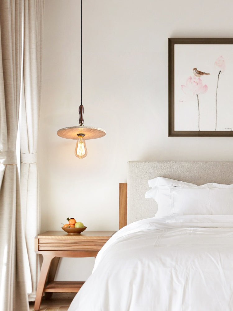 Pylg Yellow Travertine Disc Pendant Light-Neutral Decor