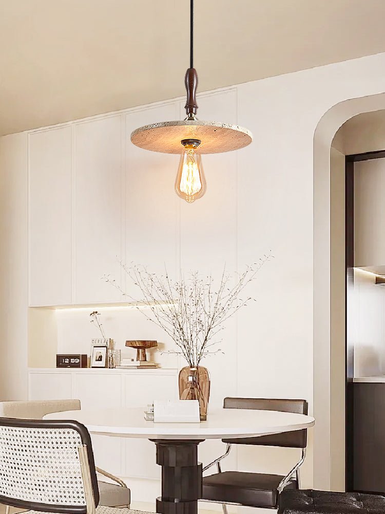 Pylg Yellow Travertine Disc Pendant Light-Neutral Decor