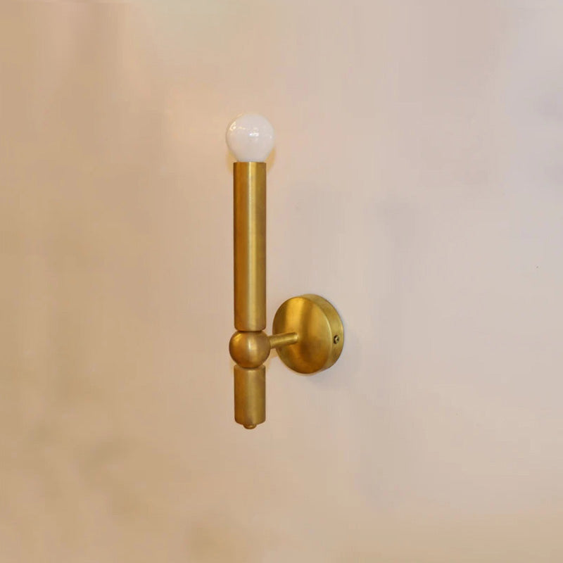Product dimensions overlayed on an image of the Taylor Brass Wall Lamp.