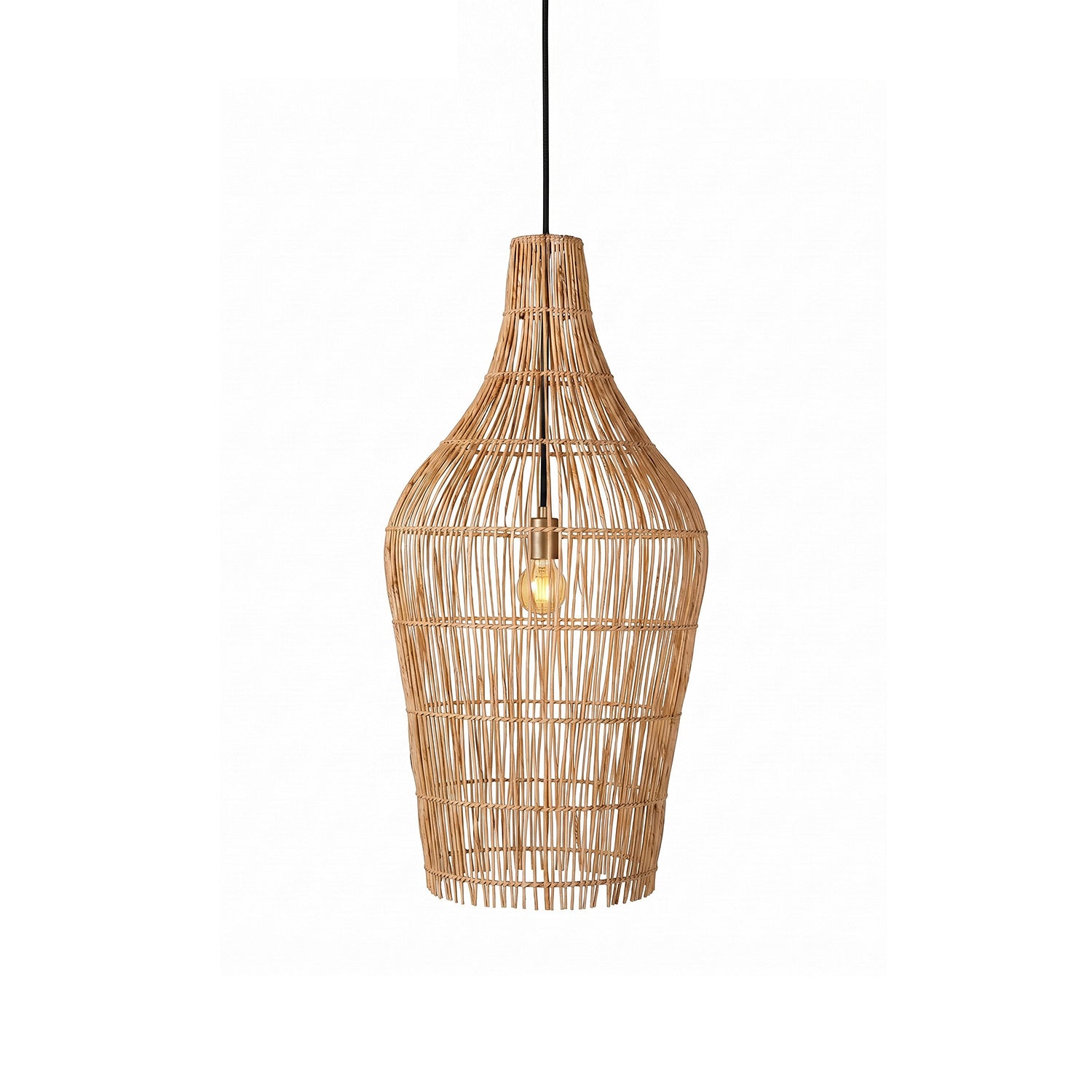 Taylor Rattan Pendant Lamp in black against a neutral background.